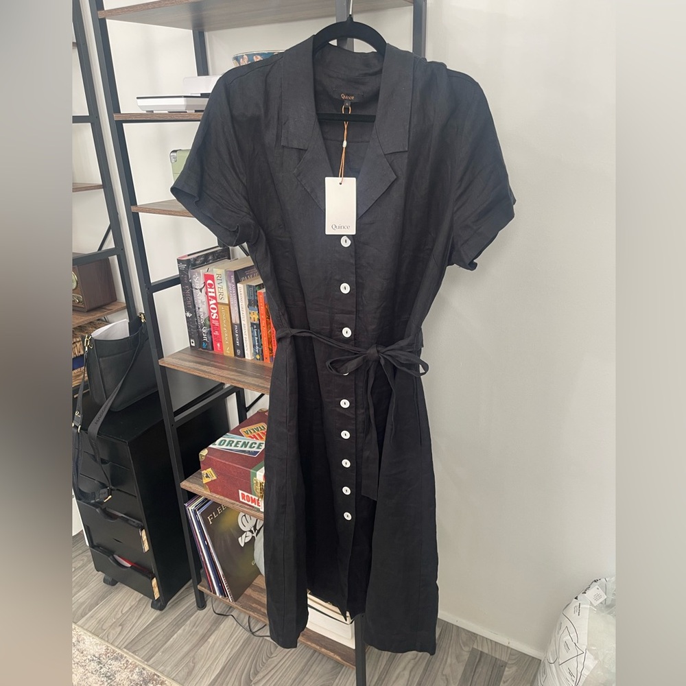 Quince 100% European Linen Button Front Dress